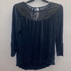 Maurices Navy Lace Accent Blouse